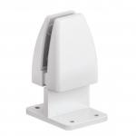 This photo shows an under mount desk screen bracket in white. It is made of durable PET material and is specifically designed for office desks. The bracket has a modern and sleek look, and is perfect for organizing and separating work spaces.