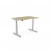 RoundE Height Adjust Desk - Double purpose scallop, 1400 x 800mm - Urban Oak Silver Frame ROUNDE-DPS1480/UO/SLV