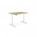 RoundE Height Adjust Desk - Double purpose scallop, 1400 x 800mm - Urban Oak White Frame ROUNDE-DPS1480/UO/WHT