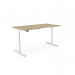 RoundE Height Adjust Desk - Double purpose scallop, 1600 x 800mm - Urban Oak White Frame ROUNDE-DPS1680/UO/WHT