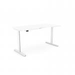 RoundE Height Adjust Desk - Double purpose scallop, 1600 x 800mm - White White Frame ROUNDE-DPS1680/WH/WHT