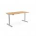 RoundE Height Adjust Desk - Double purpose scallop, 1800 x 800mm - Beech Silver Frame ROUNDE-DPS1880/BE/SLV