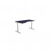 K Top Height Adjustable Rounde Black Legs- 1600 x 800 Left handed Black Top ROUNDE-PLY-KR1610L/BK/BLK