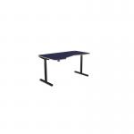 K Top Height Adjustable Rounde Grey Legs- 1600 x 800 Left handed Blue Top ROUNDE-PLY-KR1610L/NB/SLV