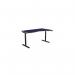 K Top Height Adjustable Rounde Grey Legs- 1600 x 800 Right handed Black Top ROUNDE-PLY-KR1610R/NB/SLV