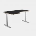 Radial Height Adjustable Rounde Grey Legs- 1600 x 800 Left handed Black Top ROUNDE-PLY-RD1610L/BK/SLV