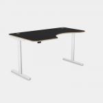 Radial Height Adjustable Rounde White Legs- 1600 x 800 Left handed Black Top ROUNDE-PLY-RD1610L/BK/WHT