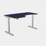 RadialHeight Adjustable Rounde Grey Legs- 1600 x 800 Left handed Blue Top ROUNDE-PLY-RD1610L/NB/SLV