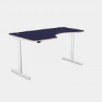 Radial Height Adjustable Rounde White Legs- 1600 x 800 Left handed Blue Top ROUNDE-PLY-RD1610L/NB/WHT