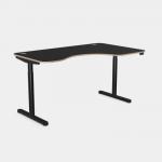 Radial Height Adjustable Rounde Black Legs- 1600 x 800 Right handed Black Top ROUNDE-PLY-RD1610R/BK/BLK