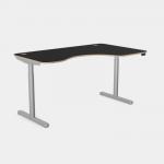 Radial Height Adjustable Rounde Grey Legs- 1600 x 800 Right handed Black Top ROUNDE-PLY-RD1610R/BK/SLV