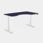 Radial Height Adjustable Rounde White Legs- 1600 x 800 Right handed Blue Top ROUNDE-PLY-RD1610R/NB/WHT