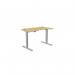 Zoom Single Height Adjust Desk 1200 x 700mm - Curved Bamboo top Silver Frame ZM-1270/CURV/SLV