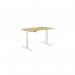 Zoom Single Height Adjust Desk 1200 x 700mm - Curved Bamboo top White Frame ZM-1270/CURV/WHT