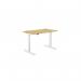 Zoom Single Height Adjust Desk 1200 x 700mm - Rectangular Bamboo top White Frame ZM-1270/RECT/WHT