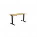 Zoom Single Height Adjust Desk 1400 x 700mm - Curved Bamboo top Black Frame ZM-1470/CURV/BLK