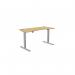 Zoom Single Height Adjust Desk 1400 x 700mm - Curved Bamboo top Silver Frame ZM-1470/CURV/SLV