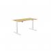 Zoom Single Height Adjust Desk 1400 x 700mm - Curved Bamboo top White Frame ZM-1470/CURV/WHT