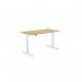 Zoom Single Height Adjust Desk 1400 x 700mm - Rectangular Bamboo top White Frame ZM-1470/RECT/WHT