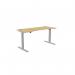 Zoom Single Height Adjust Desk 1600 x 700mm - Curved Bamboo top Silver Frame ZM-1670/CURV/SLV