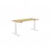 Zoom Single Height Adjust Desk 1600 x 700mm - Curved Bamboo top White Frame ZM-1670/CURV/WHT