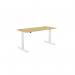 Zoom Single Height Adjust Desk 1600 x 700mm - Rectangular Bamboo top White Frame ZM-1670/RECT/WHT