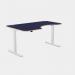This image features a stylish curved sit-stand desk with white adjustable legs and a black top, left-handed configuration, and a spacious 1600 x 800 size. The sleek design and adjustable height make it perfect for any modern office setting.