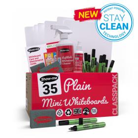 Show-me StayClean A4 Whiteboards PlainPlain (35 boards pens and erasers + Free cleaners) CSMB EG60021