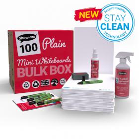 Show-me StayClean A4 Whiteboards Plain/Plain (100 boards, pens and erasers + Free cleaners) B/SMB EG60022