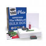 Show-me SUPERTOUGH A4 Whiteboards Plain/Plain Bulk Box (100 boards, pens and erasers + Free cleaners EG60024