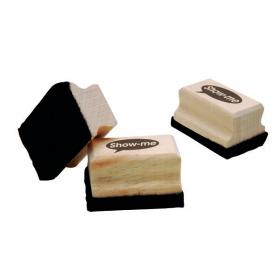 Show-me Mini Wooden Handled Felt Whiteboard Eraser (Pack of 30) WME30 EG60143