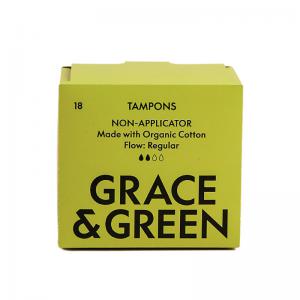 Grace and Green Organic Cotton Non Applicator Tampons Regular Pack of