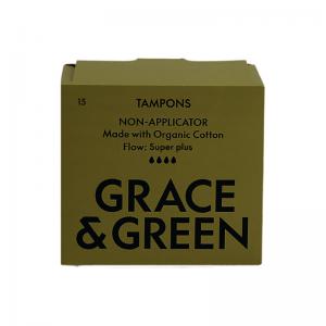 Grace and Green Organic Cotton Non Applicator Tampons Super Pack of 15