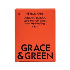 Grace and Green Organic Cotton Bamboo Medium Period Pads (Pack of 10) GGBAMDAY04 EHC03549