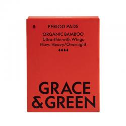 Grace and Green Organic Cotton Bamboo Heavy Period Pads (Pack of 8) GGBAMNIGHT05 EHC18210