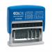 The image depicts a COLOP self-inking dial-a-phrase dater stamp in vibrant colors. The stamp has a sleek design and displays clear lettering, making it perfect for office or personal use. It also includes a dial to easily change the date or phrase.