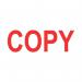 This photo features a set of COLOP Ink Stamps from the Green Line, including a Word Stamp with the word COPY in red. The stamp reads GLP20COPY and the product number is EM42396. The stamps are neatly arranged and ready to use.