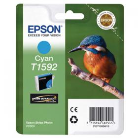 Epson T1592 Ink Cartridge Ultra Chrome Hi-Gloss2 Kingfisher Cyan C13T15924010 EP48254