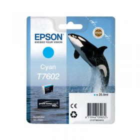 Epson T7602 Ink Cartridge Ultra Chrome HD Killer Whale Cyan C13T76024010 EP53907