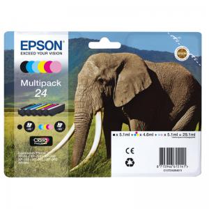 Epson 24 Elephant Claria Photo HD Ink Cartridge CMYKLight CyanLight