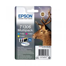 Epson T1306 Ink Cartridge DURABrite Ultra Extra High Yield Stag Multipack CMY C13T13064012 EP62486