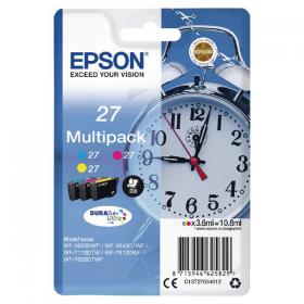 Epson 27 Ink Cartridge DURABrite Ultra Alarm Clock Multipack CMY C13T27054012 EP62582