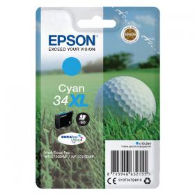 Epson 34XL Ink Cartridge DURABrite Ultra High Yield Golf Ball Cyan C13T34724010 EP63215