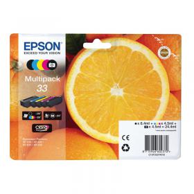 Epson 33 Oranges Claria Premium Ink Cartridge CMYKPhoto Black Multipack C13T33374011 EP64527