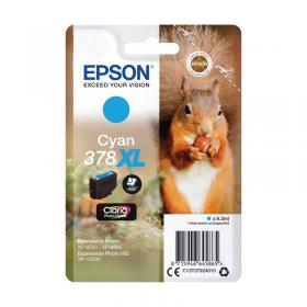 Epson 378XL Squirrel Ink Cartridge High Yield Cyan C13T37924010 EP64586