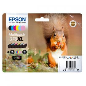 Epson 378XL Ink Cartridge Claria Photo HD High Yield Squirrel CMYK/Light Cy/Light Mag C13T37984010 EP64649