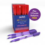 Swäsh Premium Triangular Ballpens With Rubber-Grip Red Pack of 40 BBT40RD