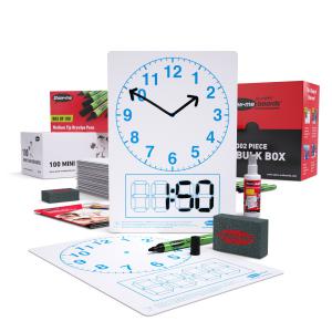 Show Me A4 Clock Face Mini Whiteboards Bulk Box 100 Sets Bcfb