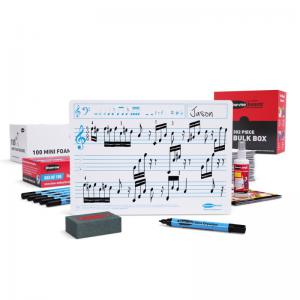Show-me A4 Music Ruled Mini Whiteboards, Bulk Box, 100 Sets BMRB