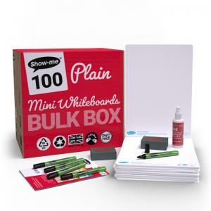 Show-me A4 Plain Mini Whiteboards, Bulk Box, 100 Sets BSMB